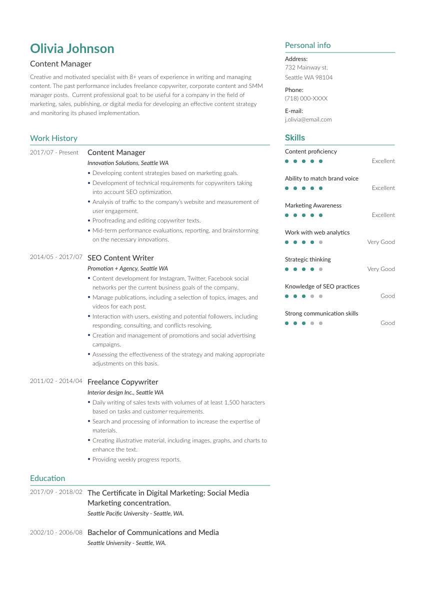 
                                                             a community manager resume example