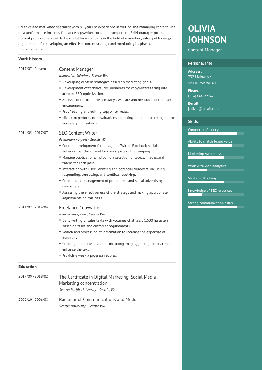 
                                                             image of a resume example for a junior web developer