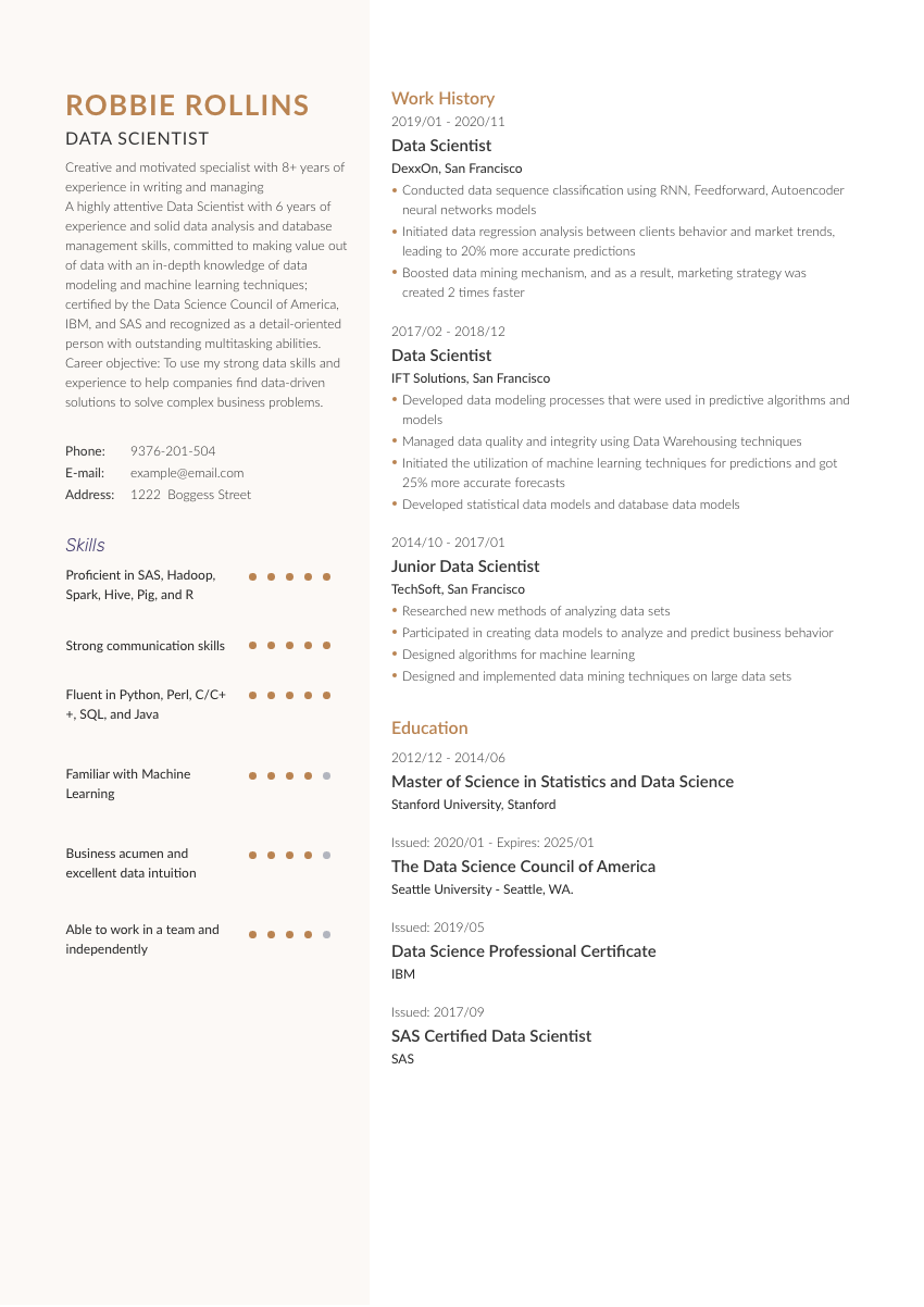 
                                                             image of a resume example for a data scientist