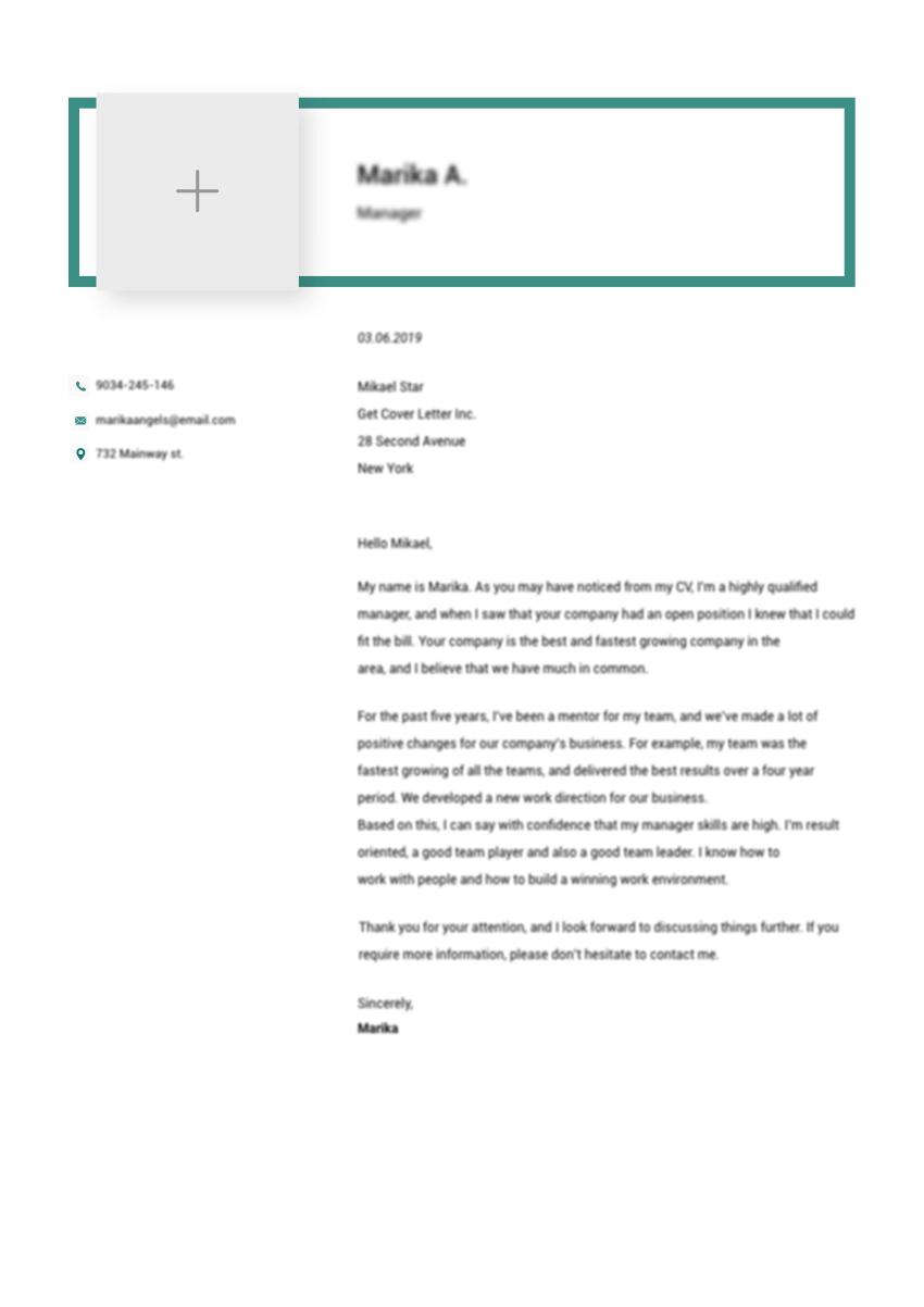 Template of a cover letter for Pharmacist position