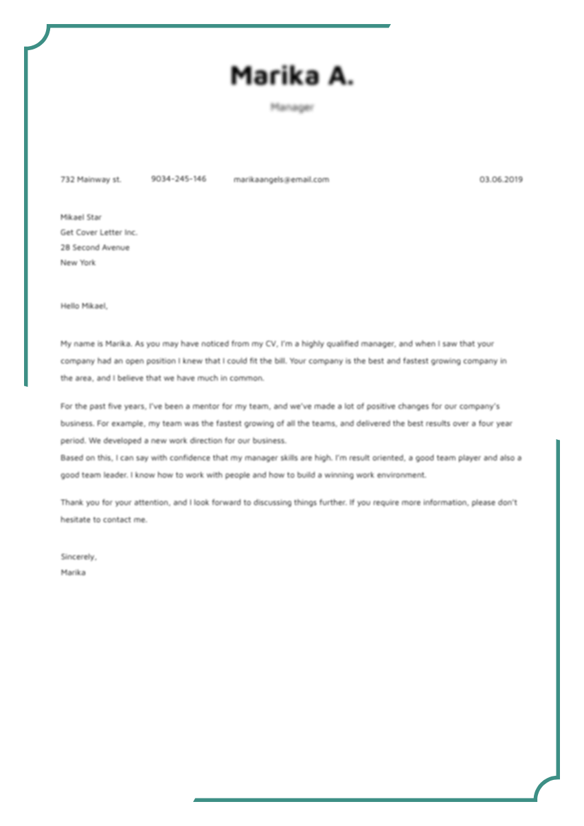 sample application letter for barista job