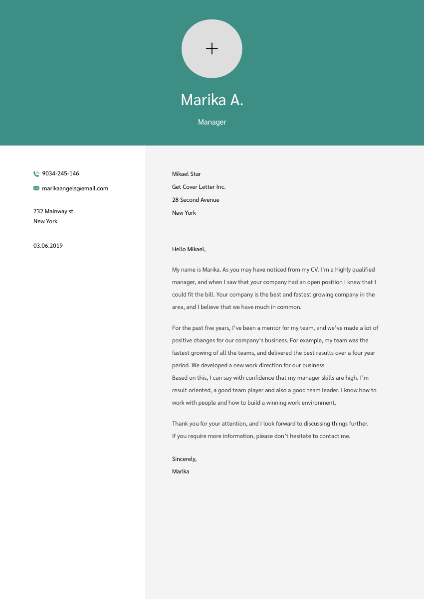 a marketing specialist cover letter sample