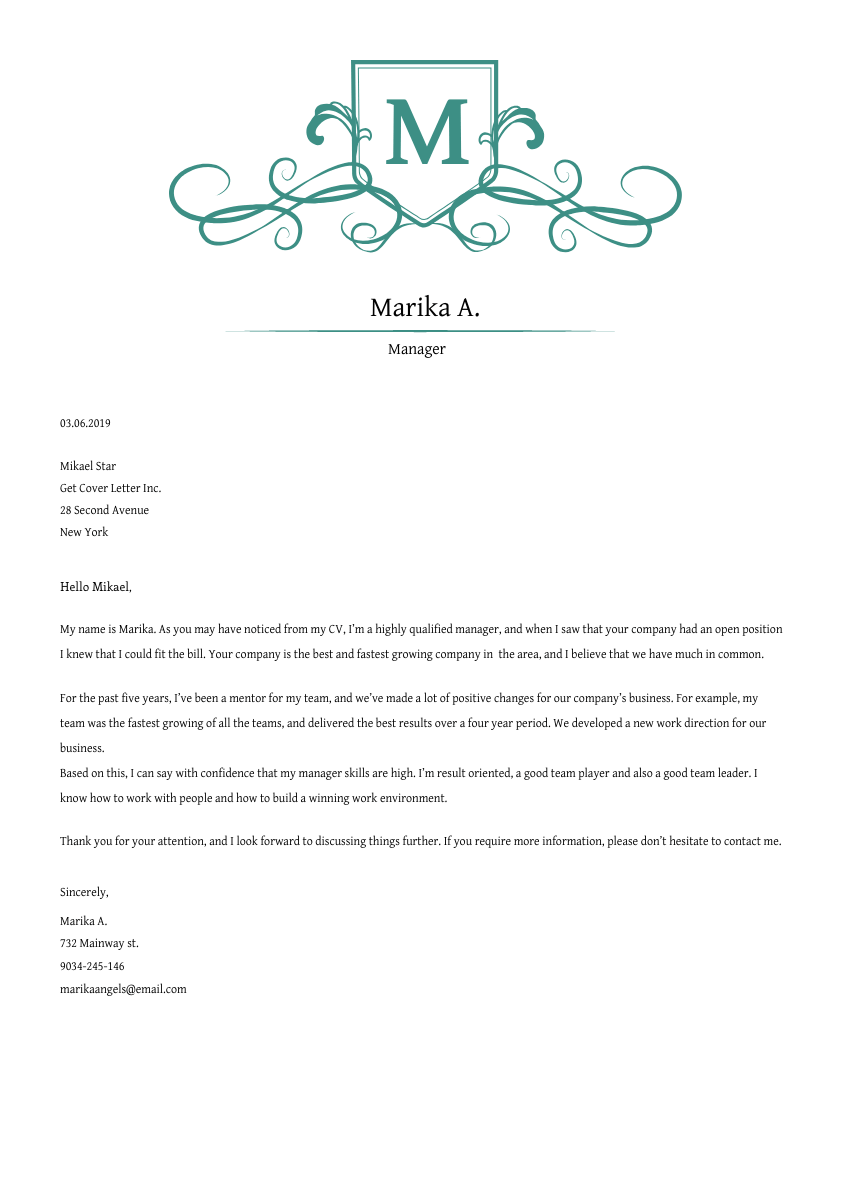 image of a cover letter for an attorney