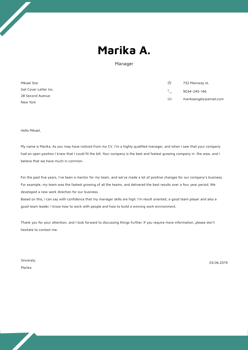 image of a cover letter for a leasing agent