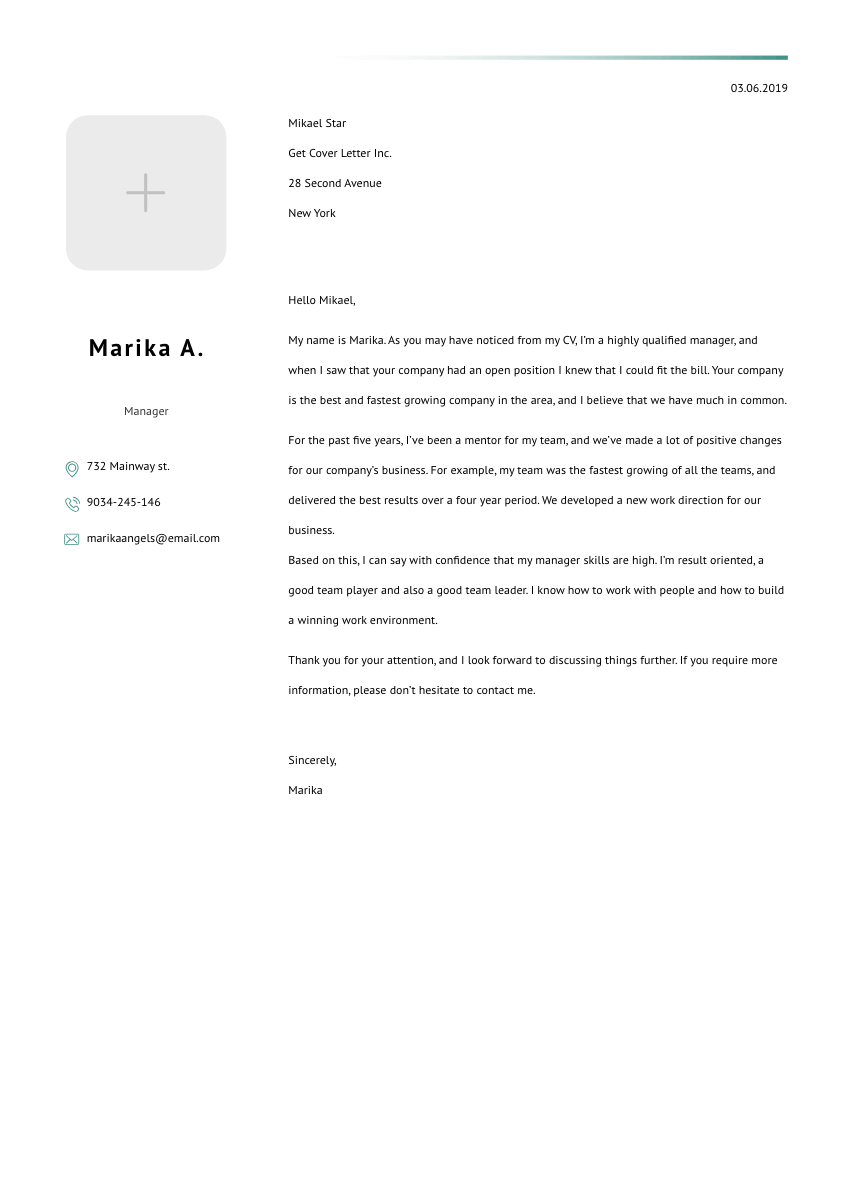 image of a cover letter for a wellness coordinator