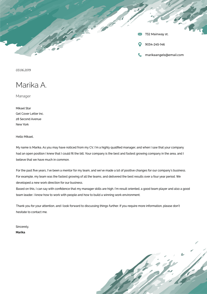 a branch manager cover letter sample