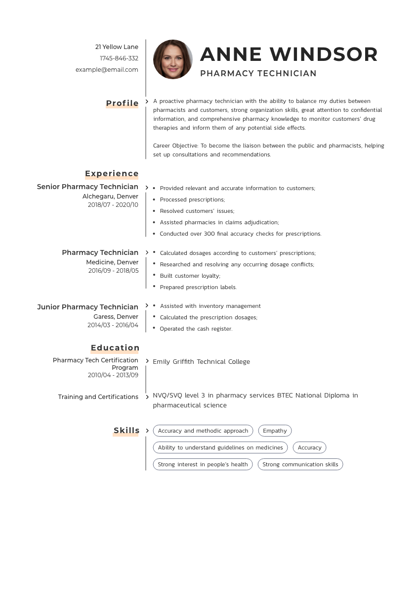 
                                                             image of a resume example for a pharmacy technician
