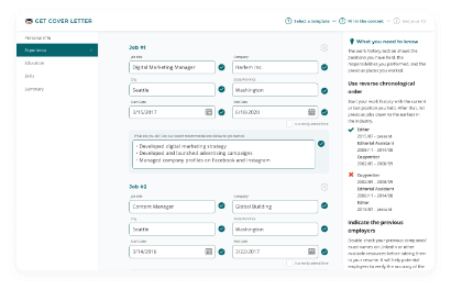 Select your industry and desired position