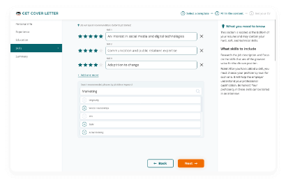 Select your industry and desired position