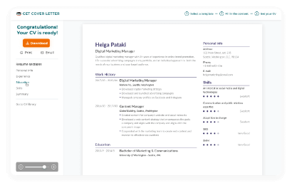 Select your industry and desired position